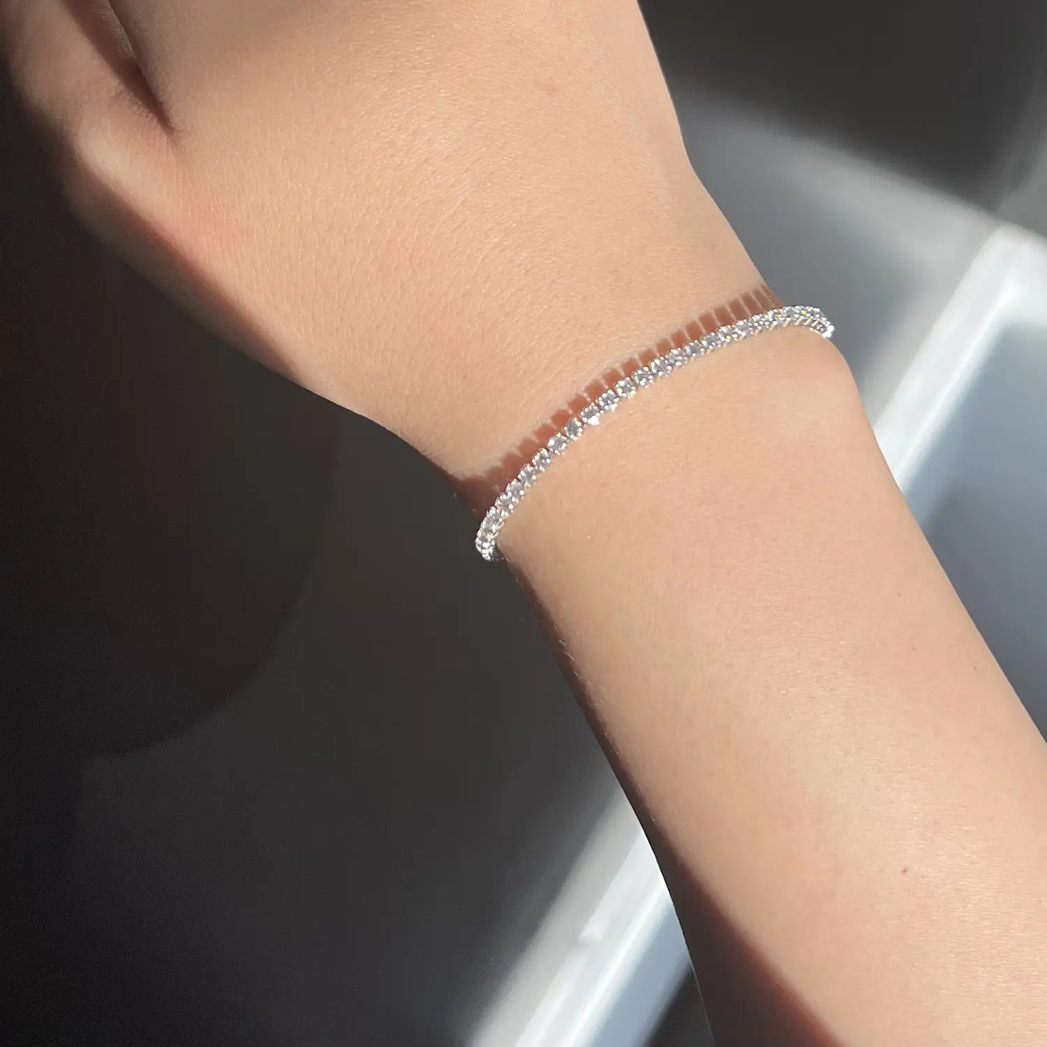French Bracelet with Zircon & Pearl Design - Image 2