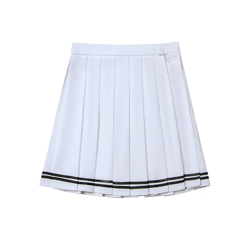 Green Pleated High Waist Skirt for College Students