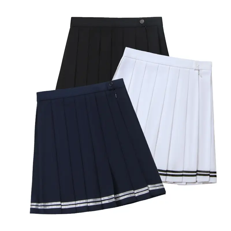 Green Pleated High Waist Skirt for College Students