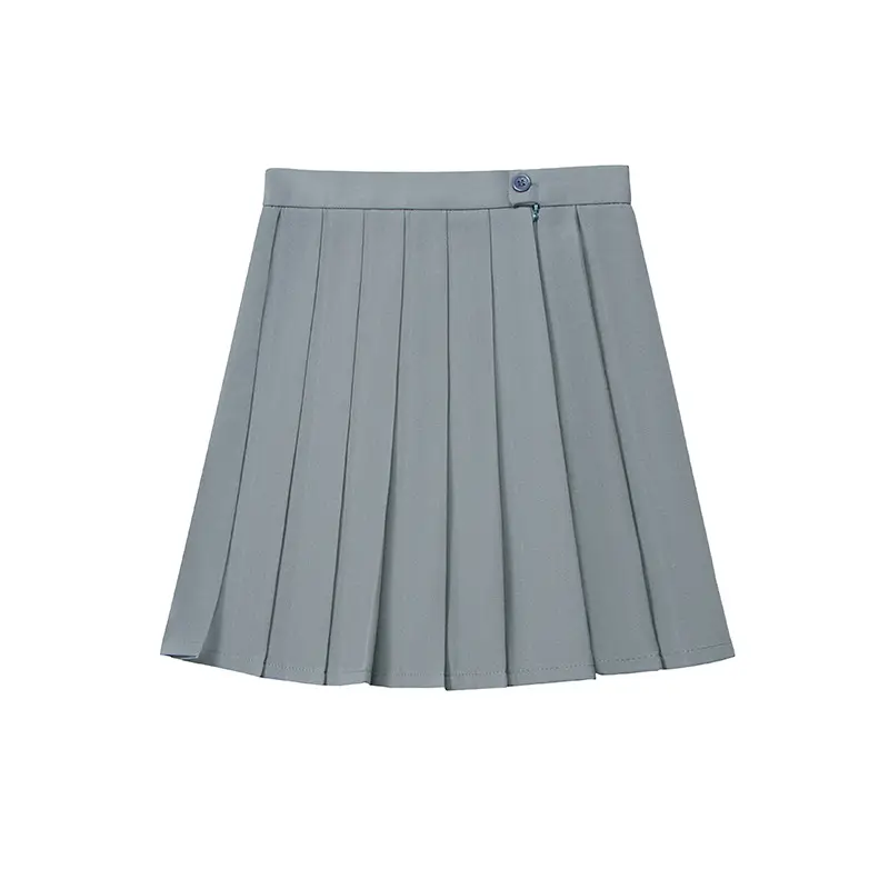 Green Pleated High Waist Skirt for College Students