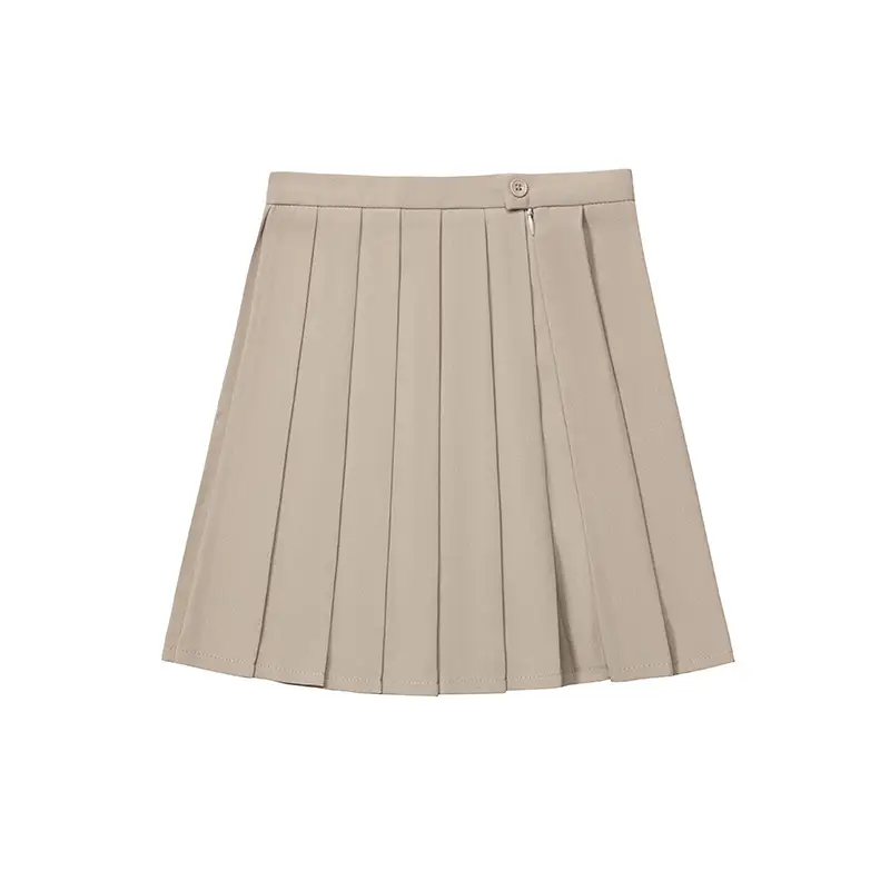 Green Pleated High Waist Skirt for College Students