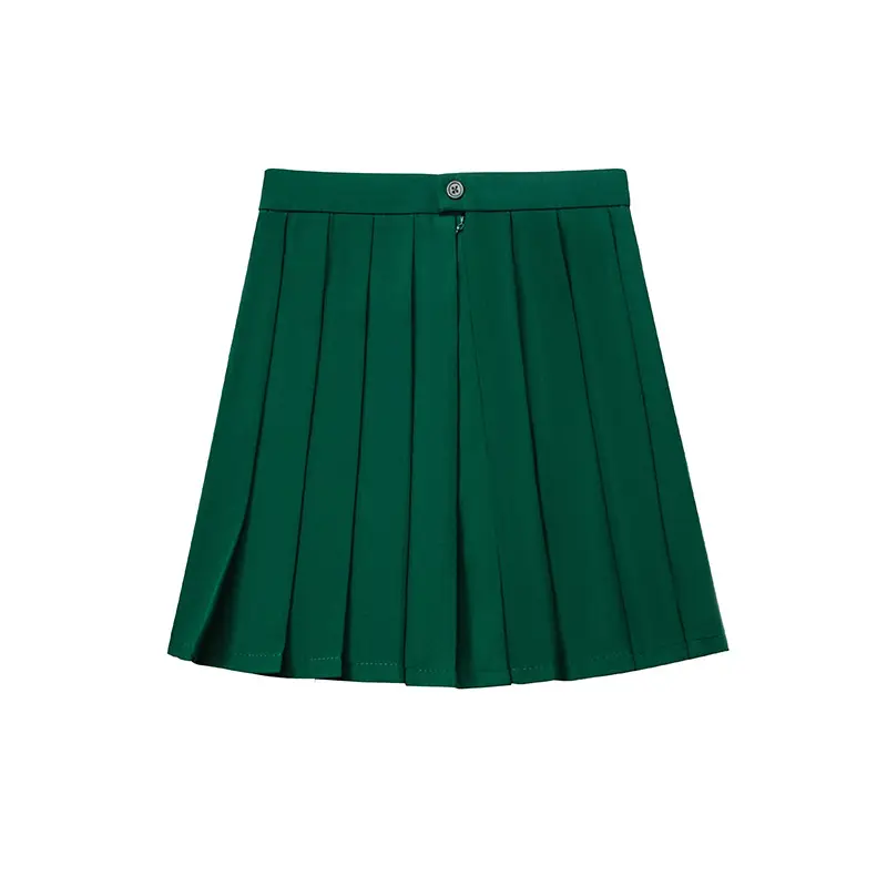 Green Pleated High Waist Skirt for College Students