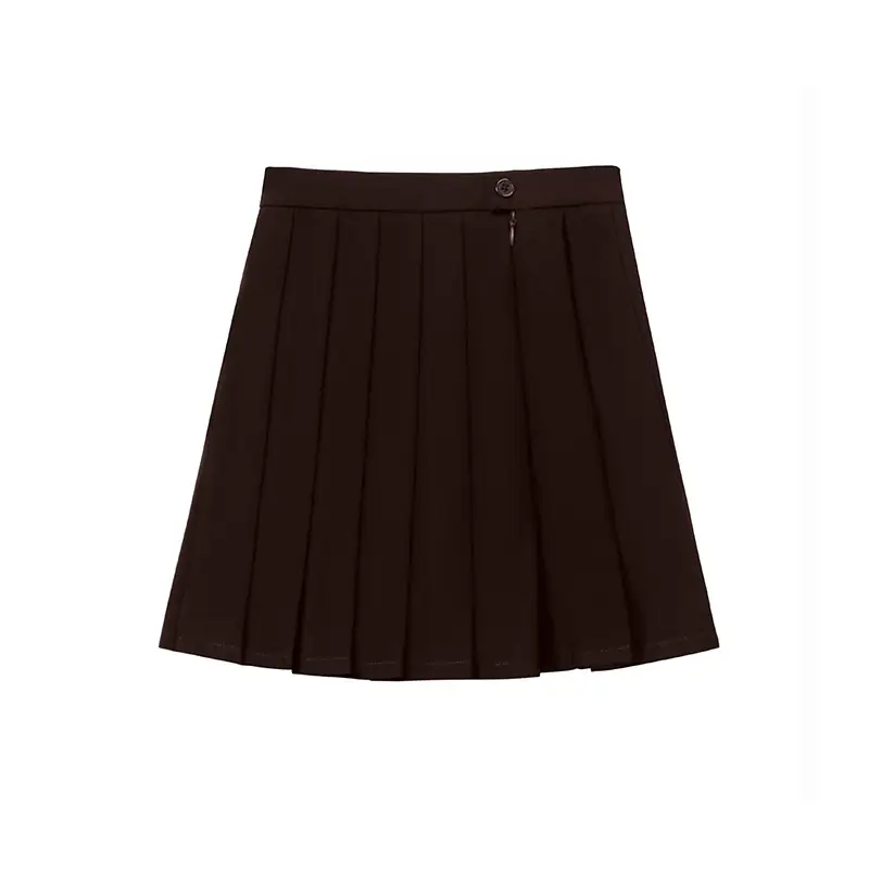 Green Pleated High Waist Skirt for College Students