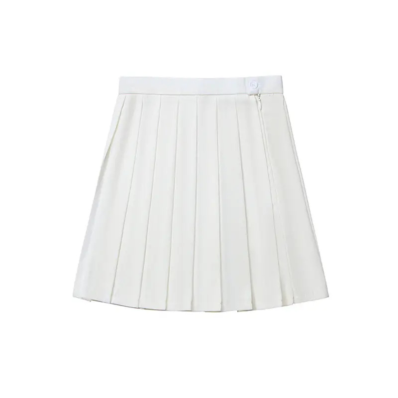 Green Pleated High Waist Skirt for College Students