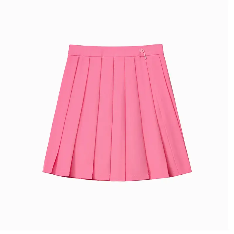 Green Pleated High Waist Skirt for College Students