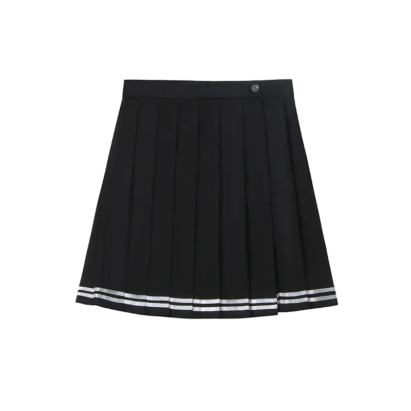 Green Pleated High Waist Skirt for College Students