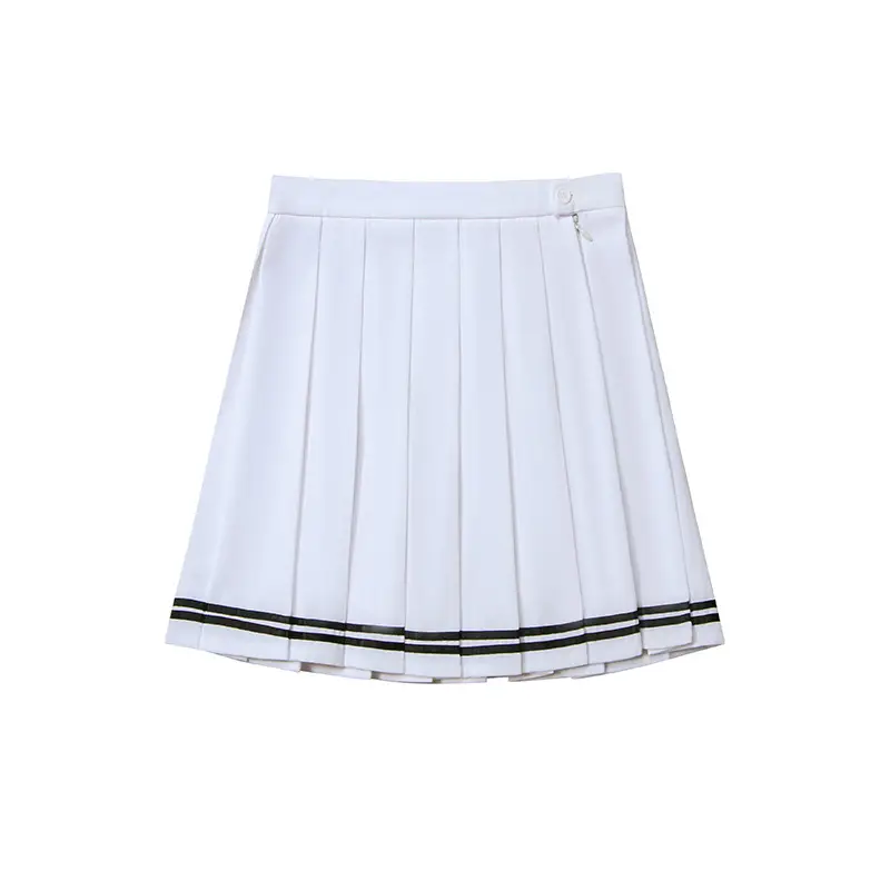 Green Pleated High Waist Skirt for College Students