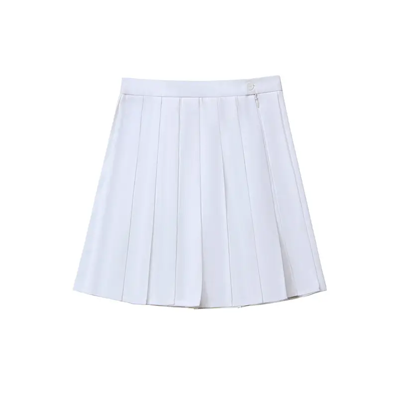 Green Pleated High Waist Skirt for College Students