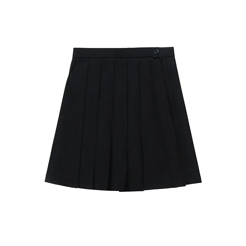 Green Pleated High Waist Skirt for College Students