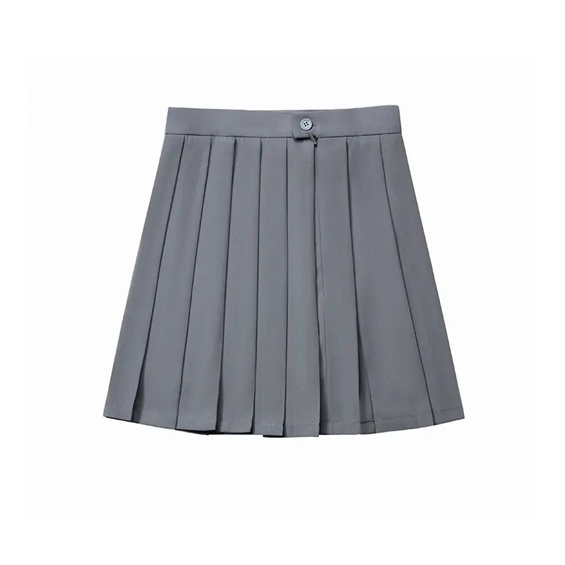 Green Pleated High Waist Skirt for College Students