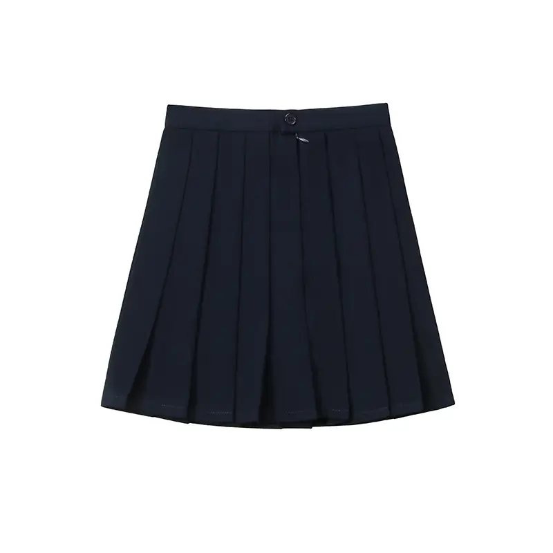 Green Pleated High Waist Skirt for College Students