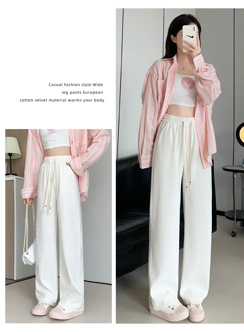 Women Velvet Wide Leg Pants High Waist Drapey Casual 2025 — feature 16