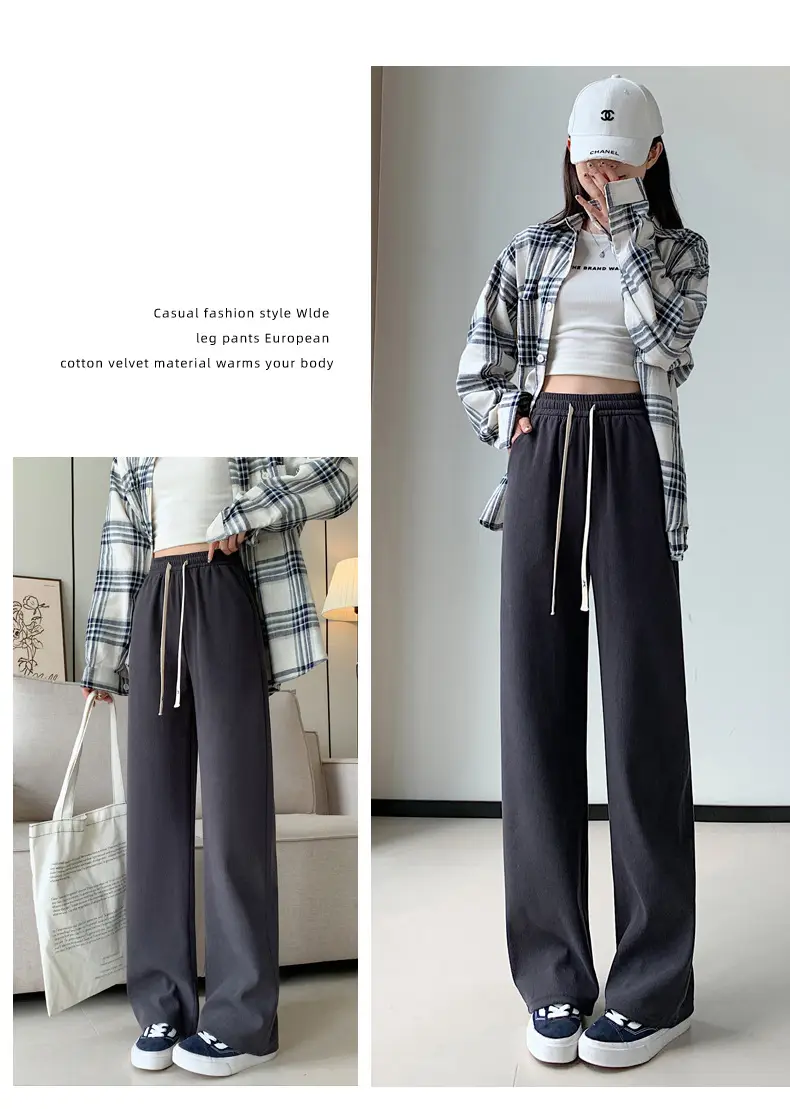Women Velvet Wide Leg Pants High Waist Drapey Casual 2025 — feature 27