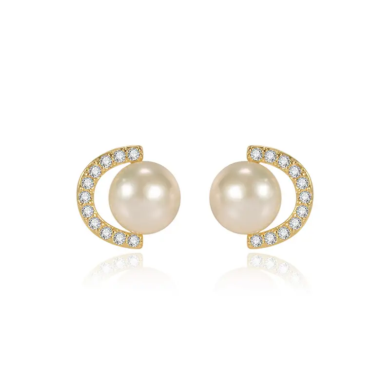 Pearl & Diamond Earrings Wind Net Red Geometric Design - Image 5