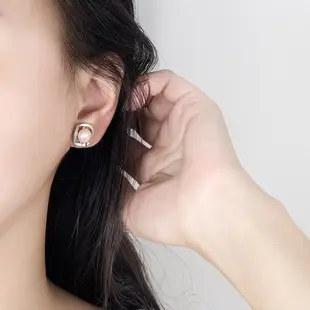 Pearl & Diamond Earrings Wind Net Red Geometric Design — feature 5
