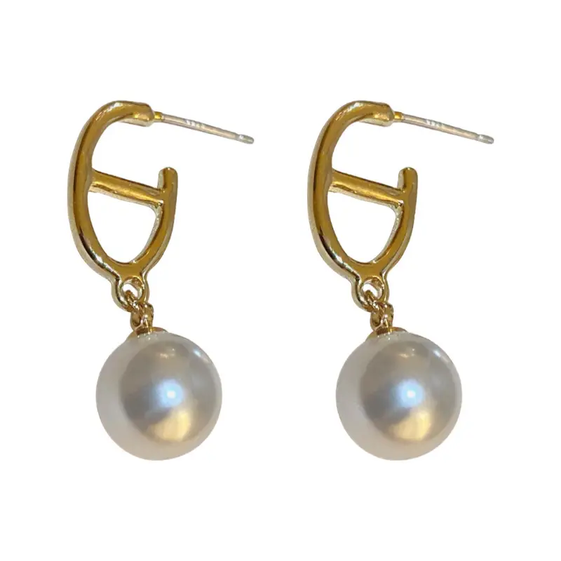 Silver Pearl Diamond Embedded Geometric Earrings for Women - Image 12