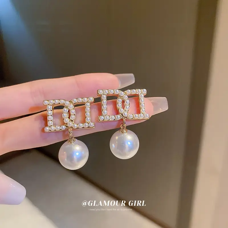 Silver Pearl Diamond Embedded Geometric Earrings for Women - Image 3