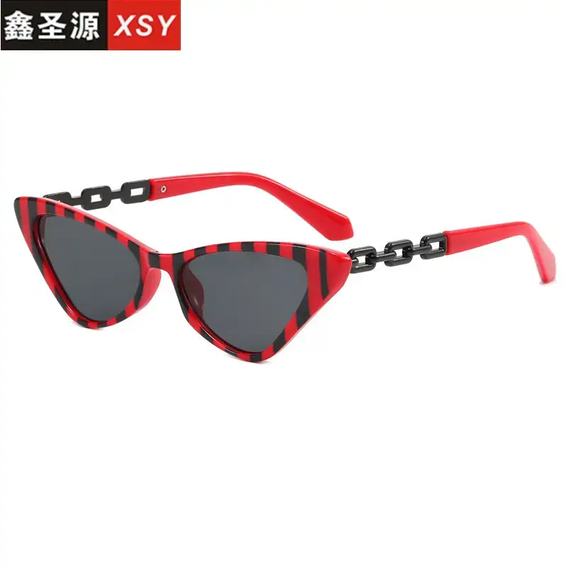 Red Triangle Metal Chain Sunglasses for Men Women - Image 9