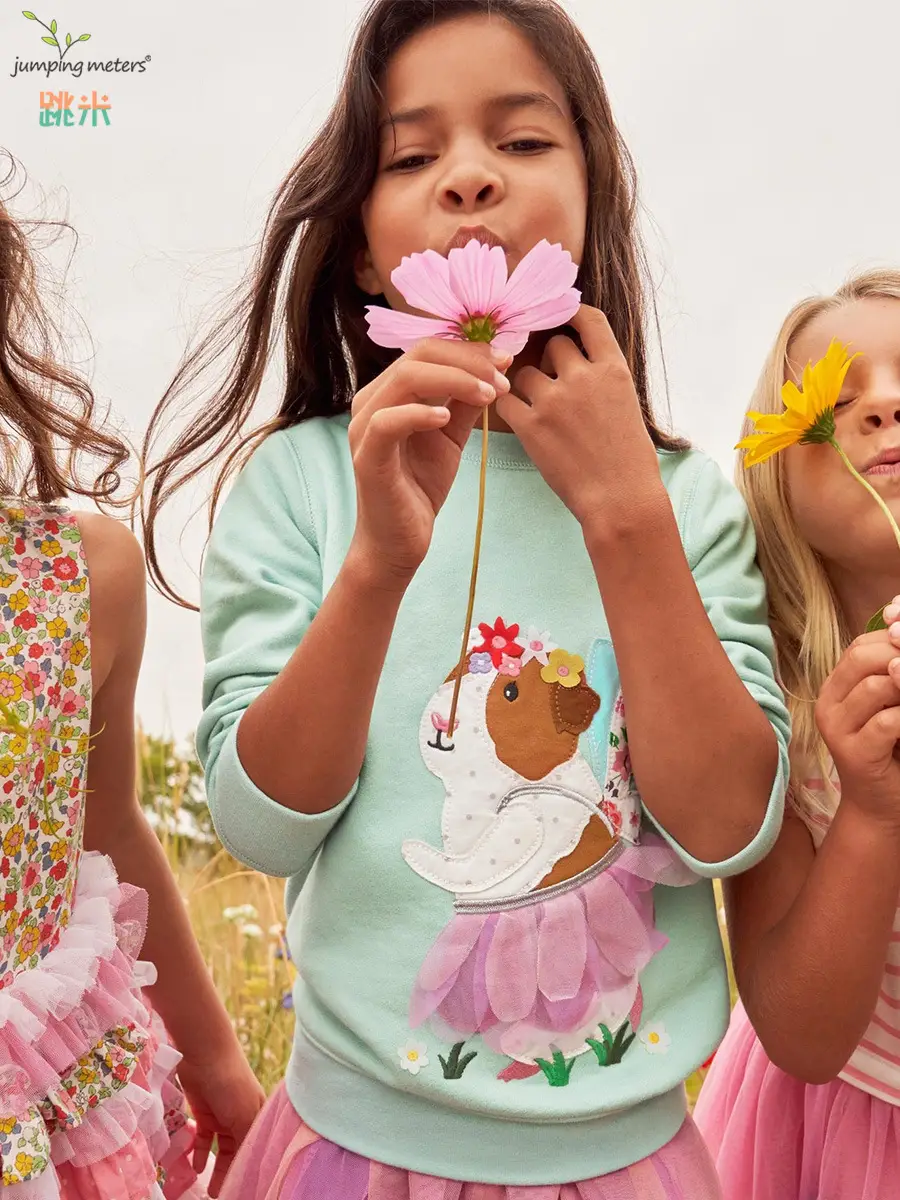 2025 Cotton Girls' Cartoon Sweaters with Flower Print - Image 3