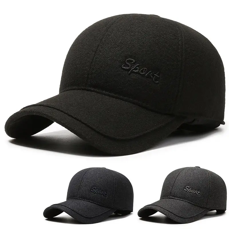 Black Winter Warm Baseball Cap for Men Women