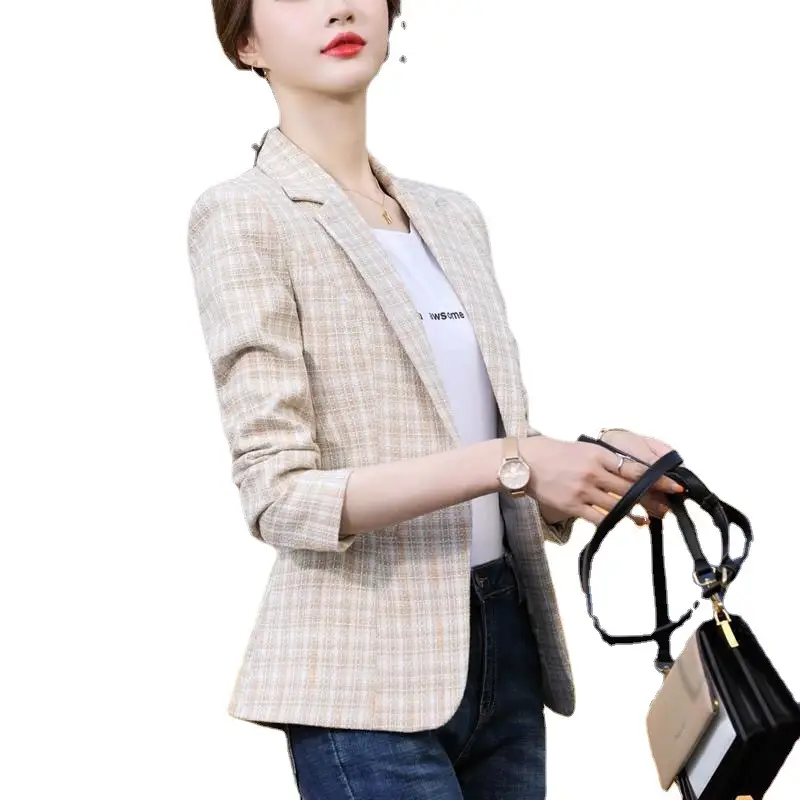 Korean Style Plaid Small Suit Jacket for Women