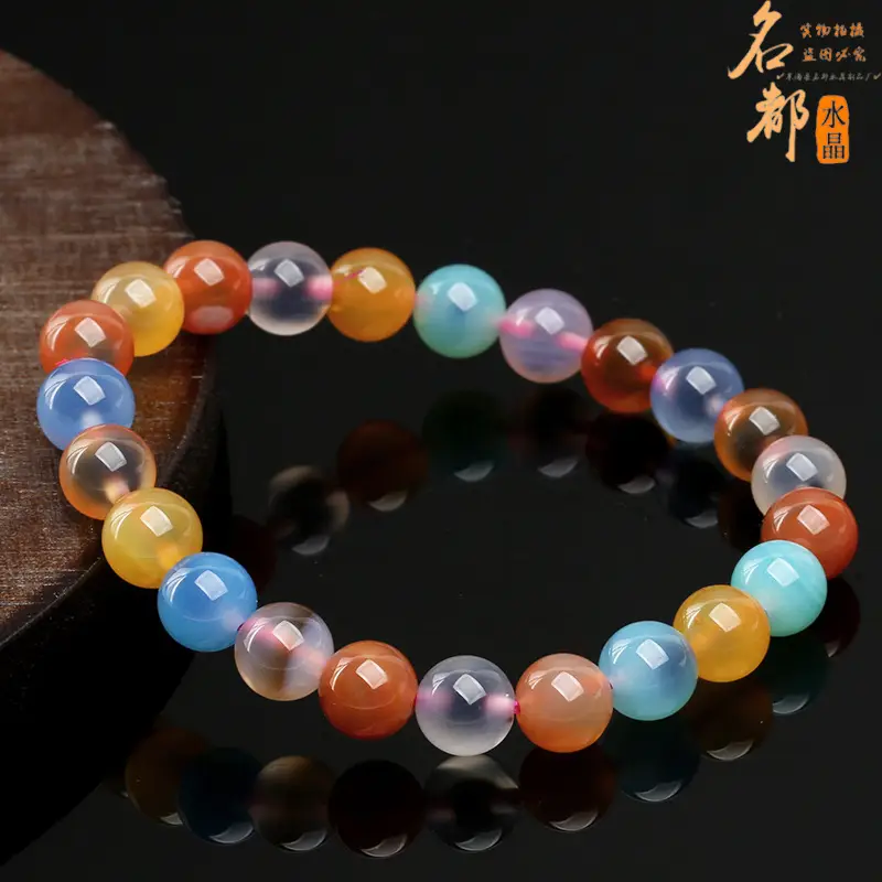 Mingdu Crystal Natural Sugar Heart Agate Bracelet Blue Yellow - Image 8