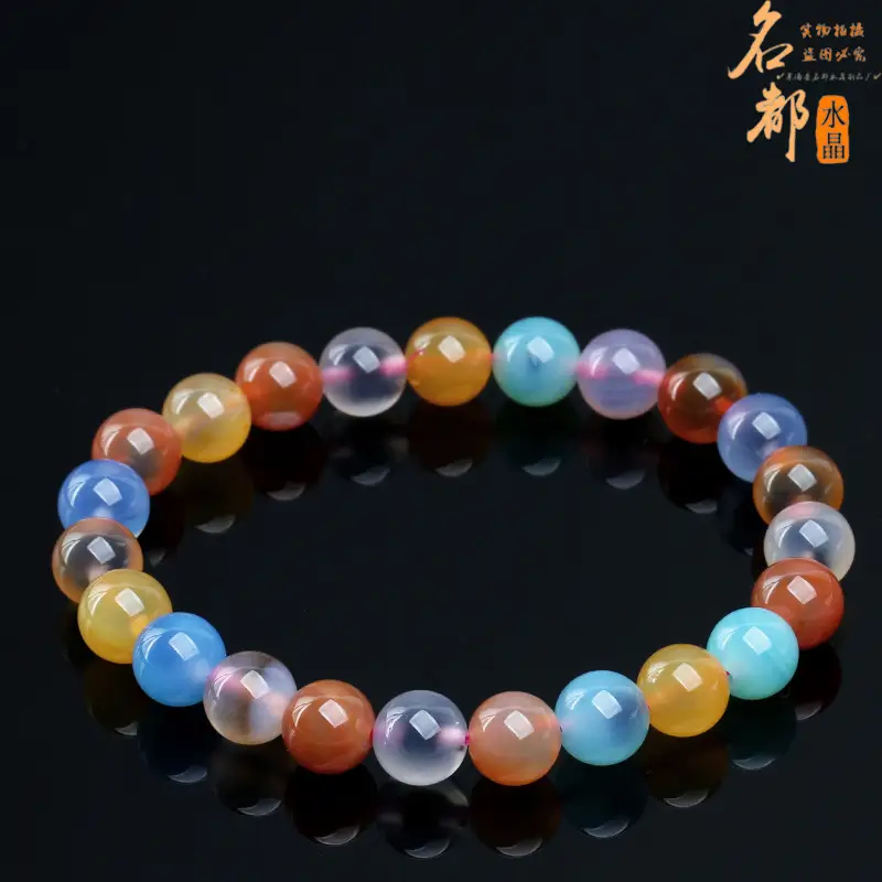 Mingdu Crystal Natural Sugar Heart Agate Bracelet Blue Yellow - Image 9