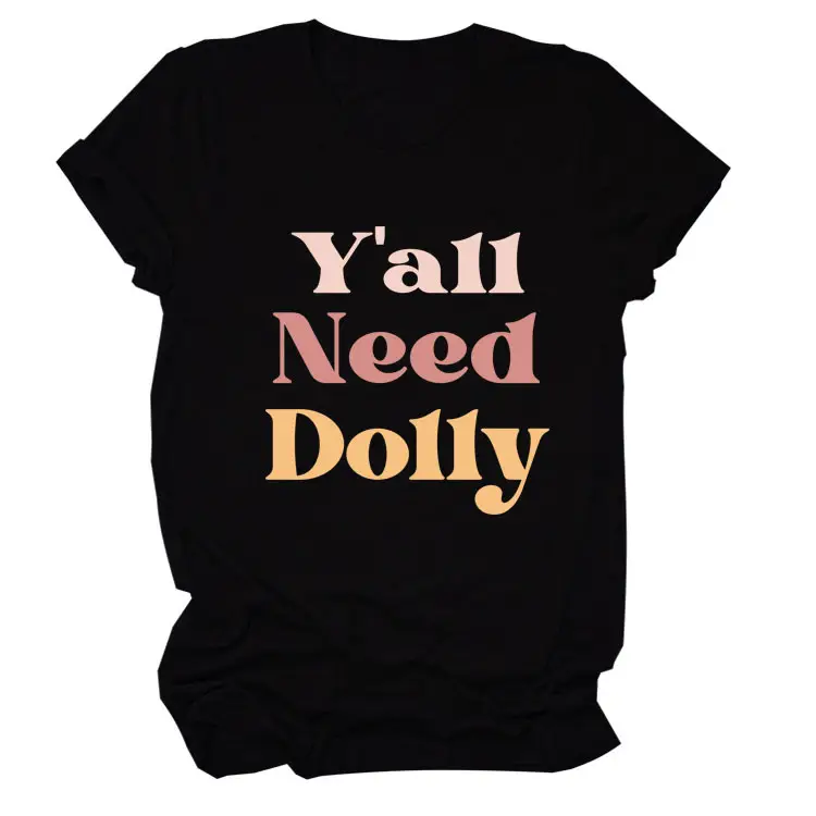 Women Red T-Shirt Y'All Need Dolly Print - Image 12