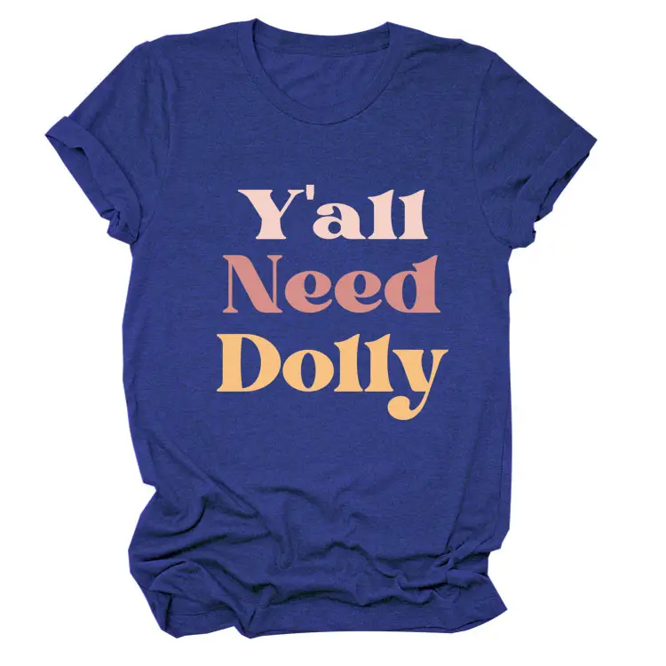 Women Red T-Shirt Y'All Need Dolly Print - Image 14