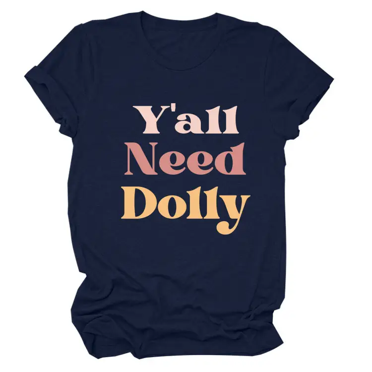 Women Red T-Shirt Y'All Need Dolly Print - Image 15