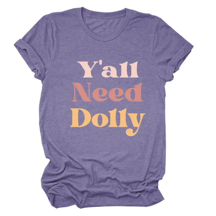 Women Red T-Shirt Y'All Need Dolly Print - Image 16