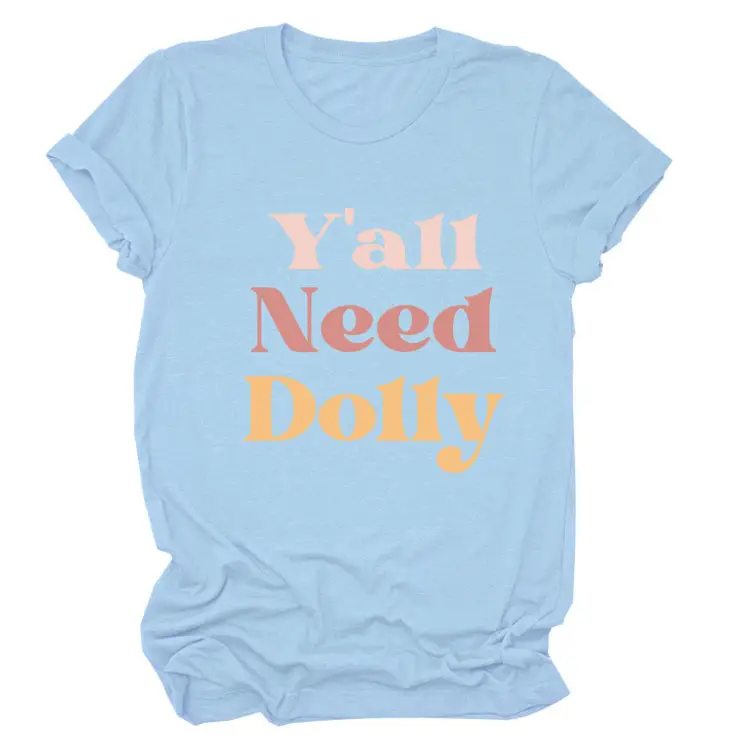 Women Red T-Shirt Y'All Need Dolly Print - Image 17