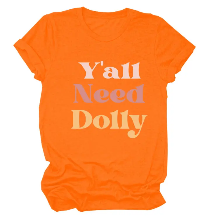 Women Red T-Shirt Y'All Need Dolly Print - Image 20