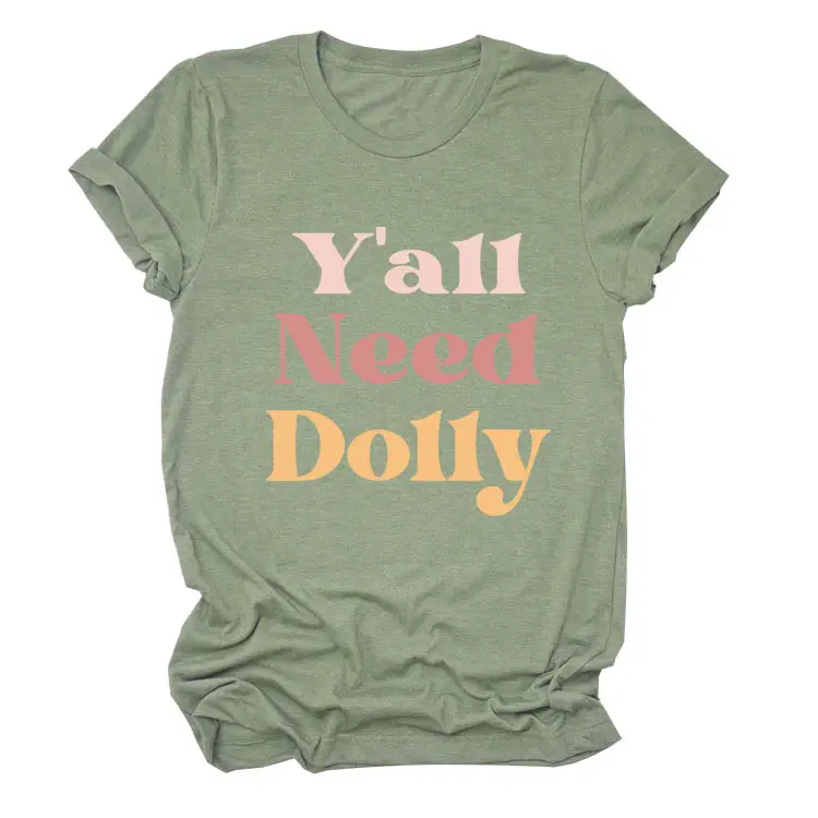 Women Red T-Shirt Y'All Need Dolly Print - Image 23