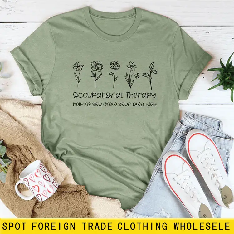 Women Occupational Therapy Printed T-Shirt Black Round Neck
