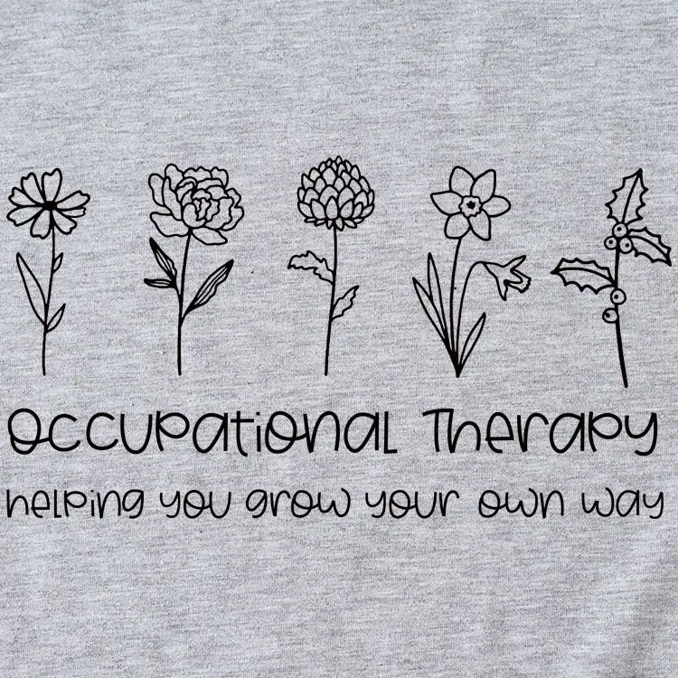 Women Occupational Therapy Printed T-Shirt Black Round Neck