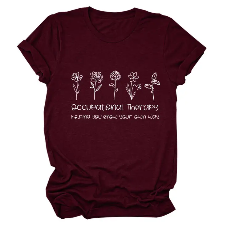 Women Occupational Therapy Printed T-Shirt Black Round Neck