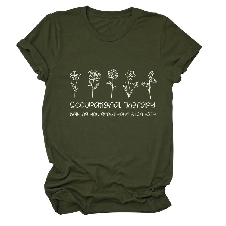 Women Occupational Therapy Printed T-Shirt Black Round Neck