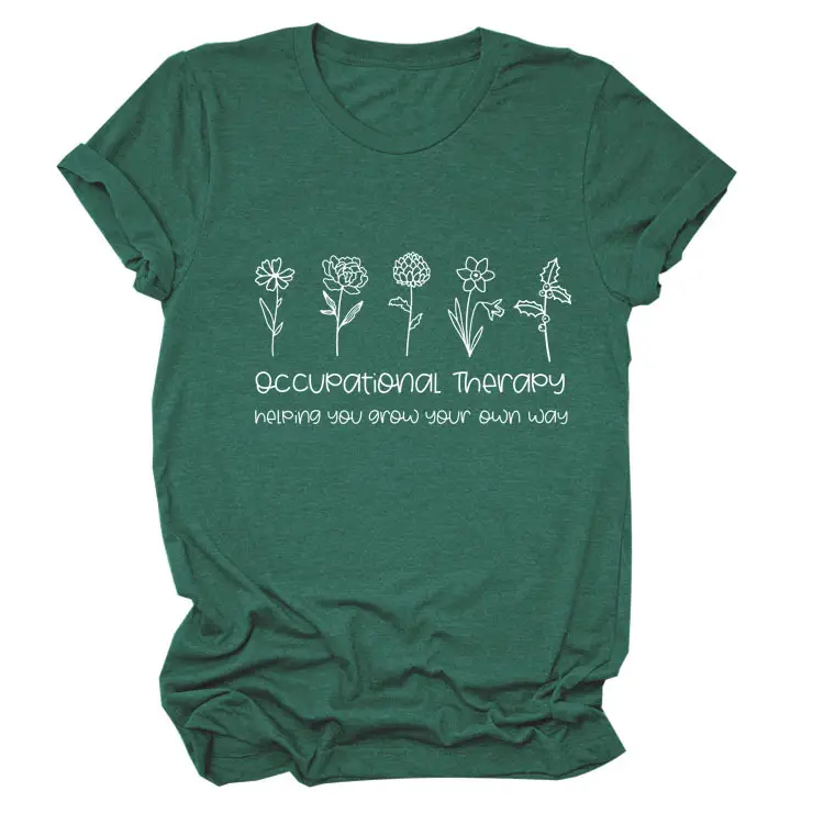 Women Occupational Therapy Printed T-Shirt Black Round Neck