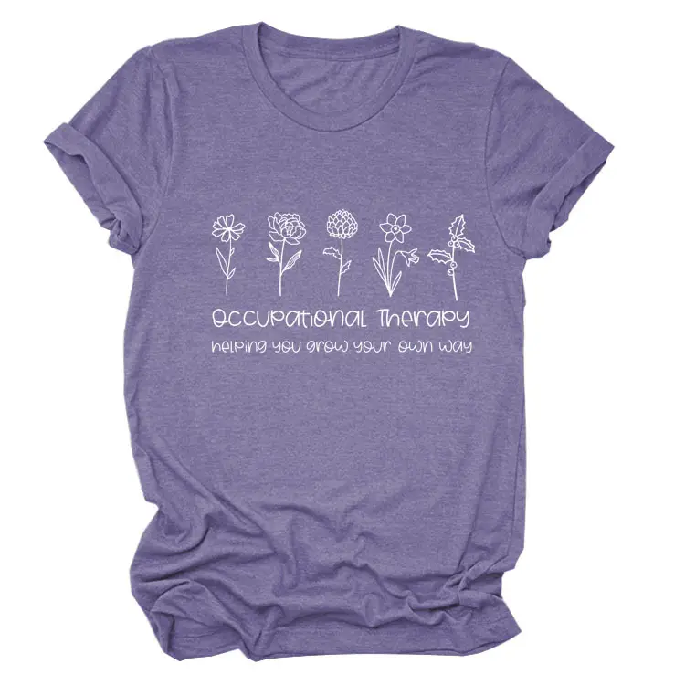 Women Occupational Therapy Printed T-Shirt Black Round Neck
