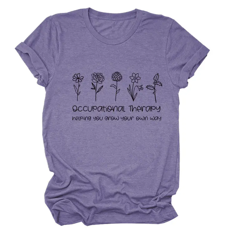 Women Occupational Therapy Printed T-Shirt Black Round Neck