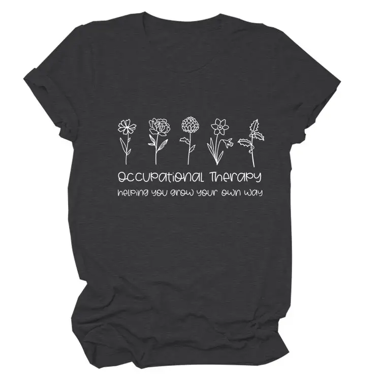 Women Occupational Therapy Printed T-Shirt Black Round Neck