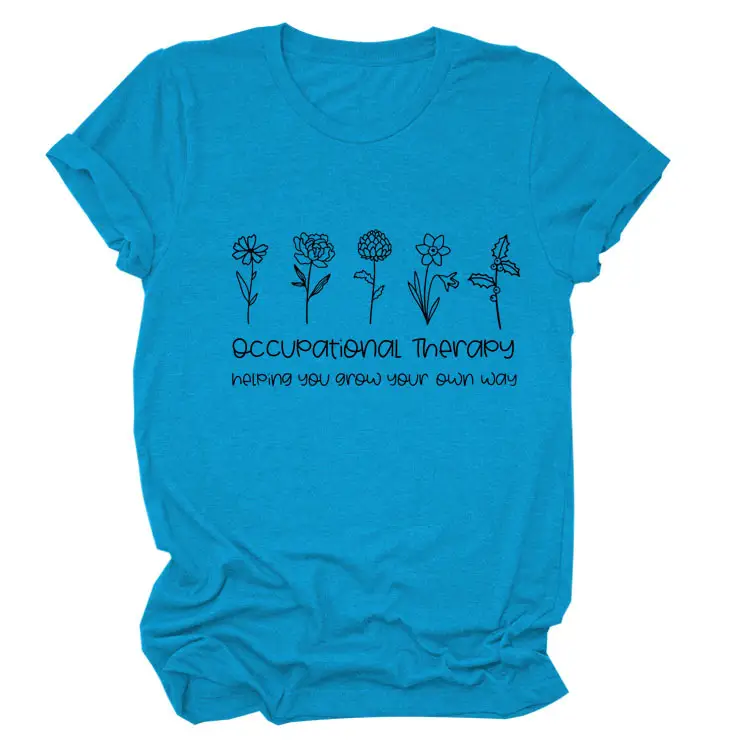 Women Occupational Therapy Printed T-Shirt Black Round Neck