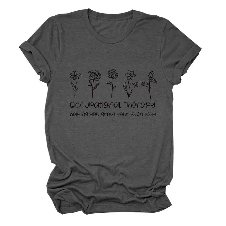 Women Occupational Therapy Printed T-Shirt Black Round Neck