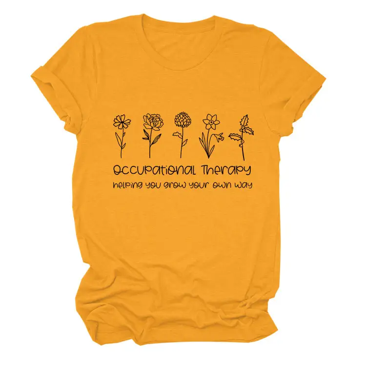 Women Occupational Therapy Printed T-Shirt Black Round Neck