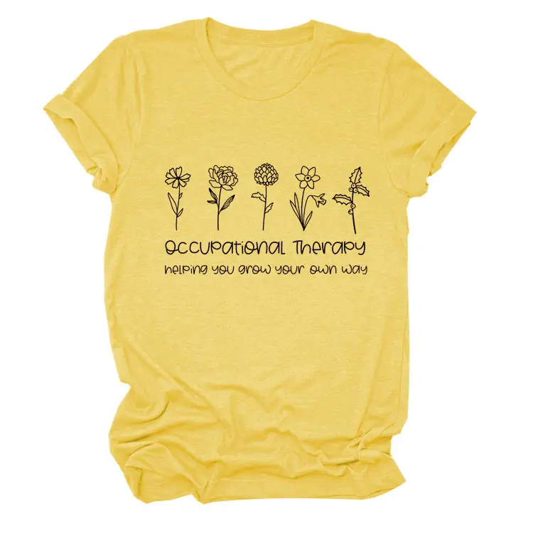 Women Occupational Therapy Printed T-Shirt Black Round Neck