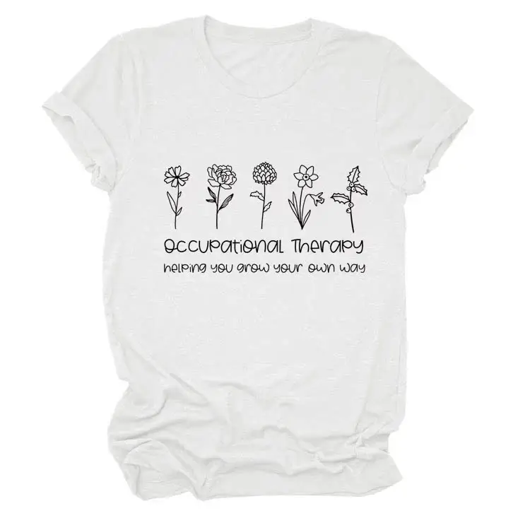 Women Occupational Therapy Printed T-Shirt Black Round Neck