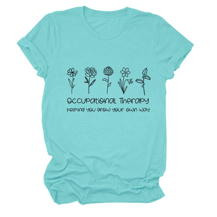 Women Occupational Therapy Printed T-Shirt Black Round Neck