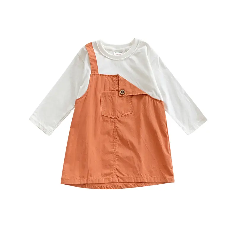 Fake Two-Piece Korean Casual Dress for Girls 2024 - Image 2