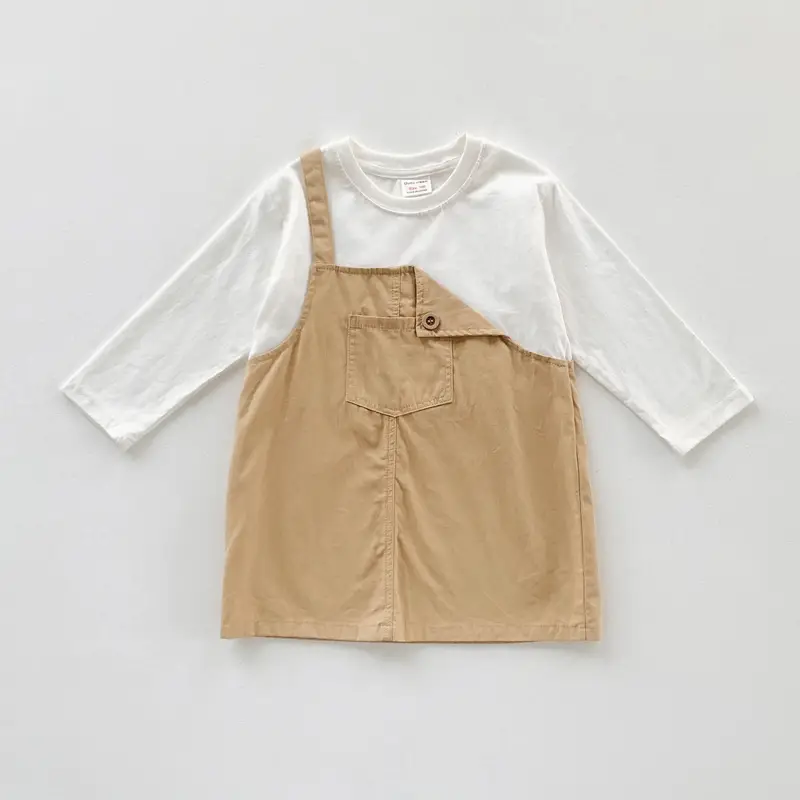 Fake Two-Piece Korean Casual Dress for Girls 2024 - Image 3